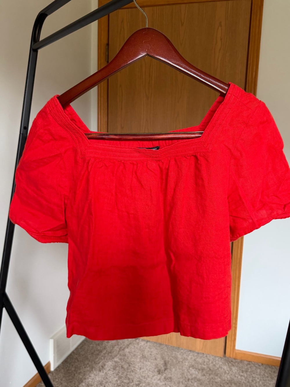 J. Crew Vibrant Red Square-Neck Top